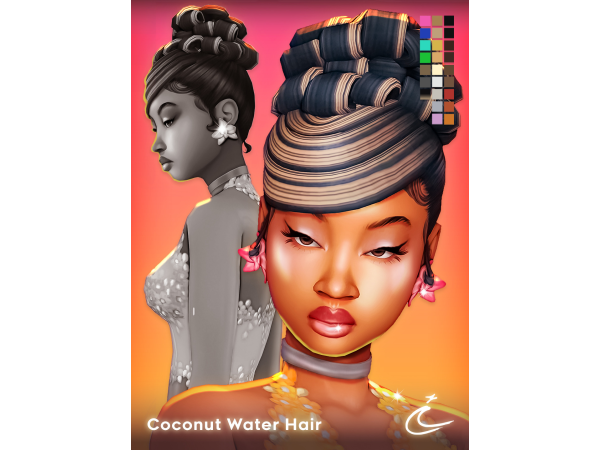 Maxis Match COCONUT WATER HAIR by IMVIKAI - The Sims 4 Custom Content