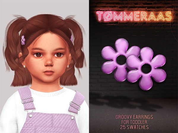 Alpha TØMMERAAS Groovy Earrings for Toddlers - The Sims 4 Custom Content