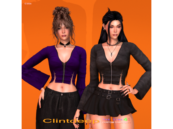 Alpha Clintdeep Avalyn Velvet Crop Top - The Sims 4 Custom Content
