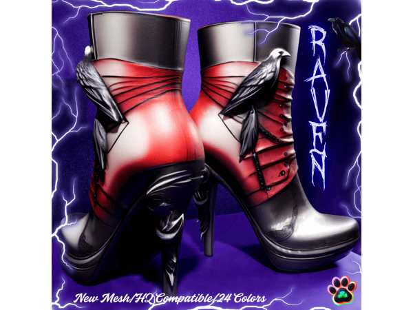 Alpha Raven Boots by PastelPaws - The Sims 4 Custom Content