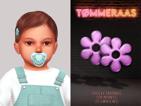 Alpha TØMMERAAS Groovy Earrings for Infants - The Sims 4 Custom Content