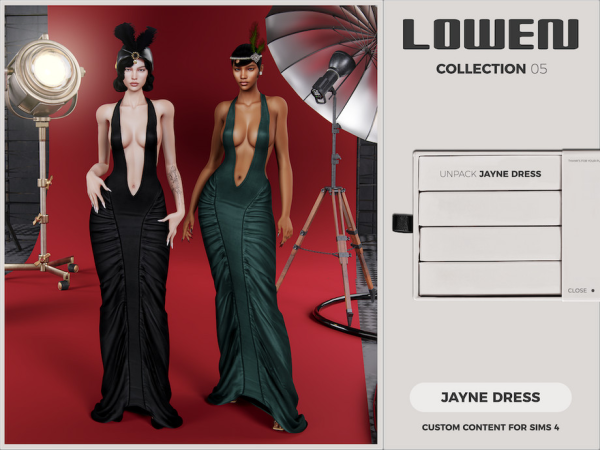 Alpha LOWEN Jayne Dress by VentaStudio - The Sims 4 Custom Content