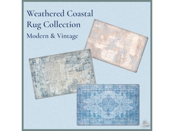 Maxis Match July Coastal Weathered Rug Collection - The Sims 4 Custom Content