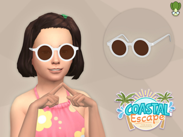Maxis Match Coastal Escape Children Round Frame UV Protection Sunglasses - The Sims 4 Custom Content