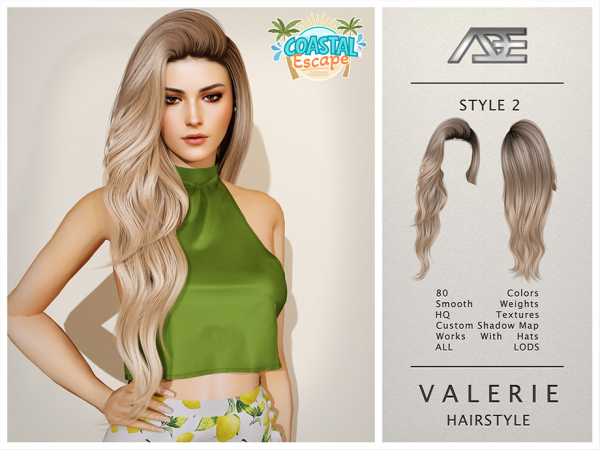 Alpha Valerie Hairstyle Style 2 - The Sims 4 Custom Content
