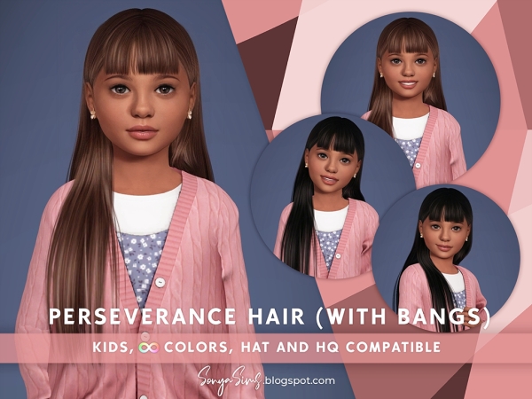 Alpha Perseverance Hair Kids (With bangs) - The Sims 4 Custom Content