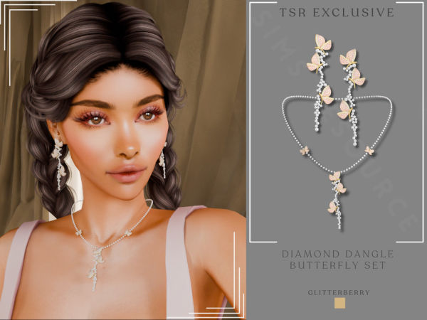 Alpha Diamond Dangle Butterfly Set by Glitterberryfly - The Sims 4 Custom Content