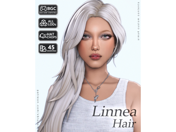 Maxis Match (Bluepill) 2026DROP_63_AF_Linnea Hair - The Sims 4 Custom Content