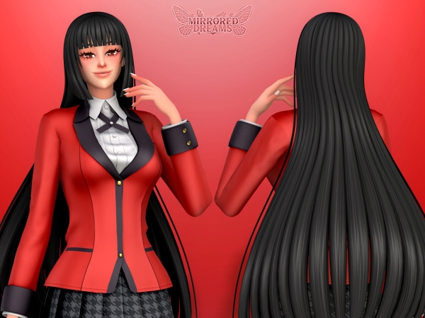 Maxis Match Yumeko Jabami's Hair - The Sims 4 Custom Content
