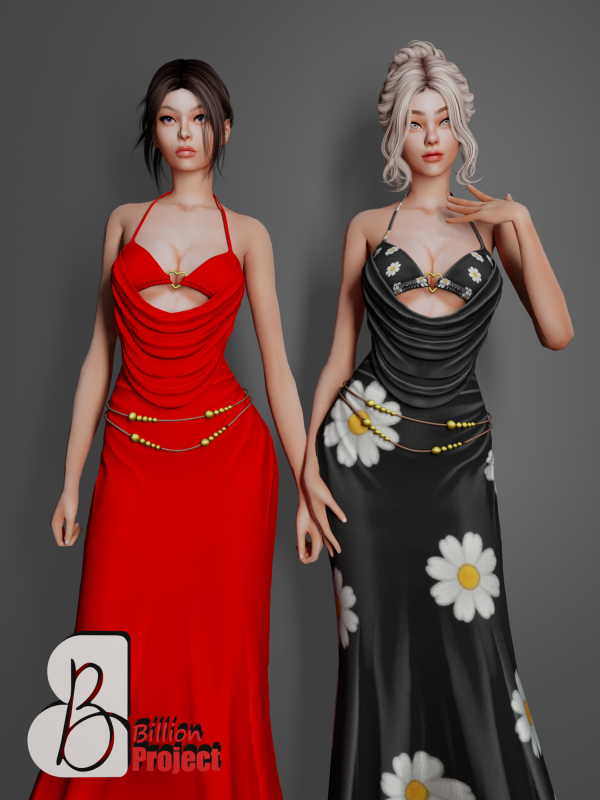 Alpha BillionProject Tearata Long Dress by billion_project666 - The Sims 4 Custom Content