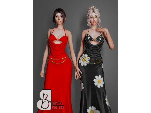Alpha BillionProject Tearata Long Dress - The Sims 4 Custom Content
