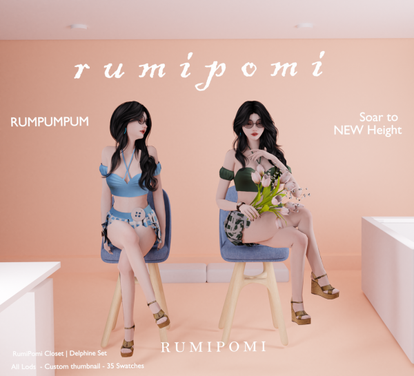 Alpha Rumpumpum_Delphine Outfit Set by rumi_pomi - The Sims 4 Custom Content