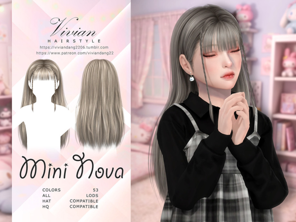Alpha Mini Nova Child Hairstyle by VivianDang - The Sims 4 Custom Content
