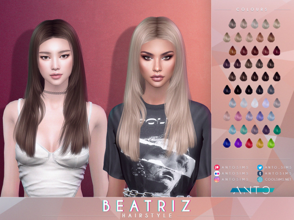 Alpha Beatriz Hairstyle by Anto - The Sims 4 Custom Content
