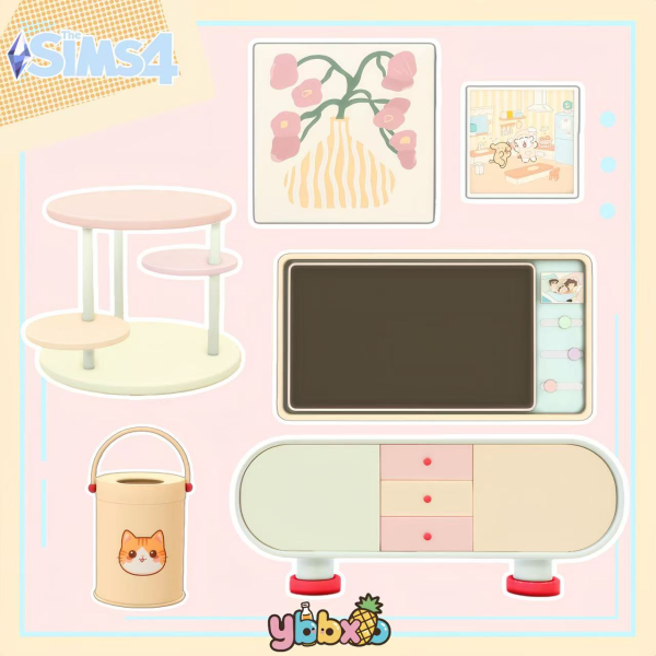 Maxis Match Dopamine Living Room Accessory Pack by simsfinds - The Sims 4 Custom Content