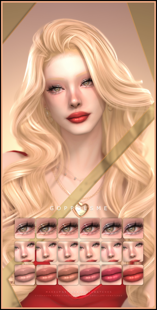 Alpha GPME GOLD MAKEUP SET CC126 by simsfinds - The Sims 4 Custom Content