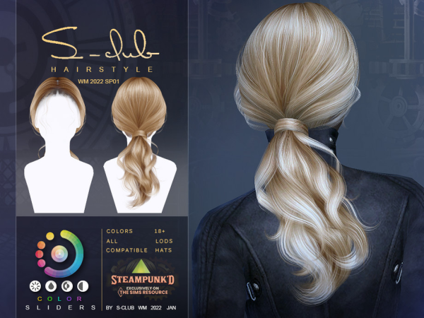 Alpha Steampunk ponytail hairstyle Club Club by S - The Sims 4 Custom Content