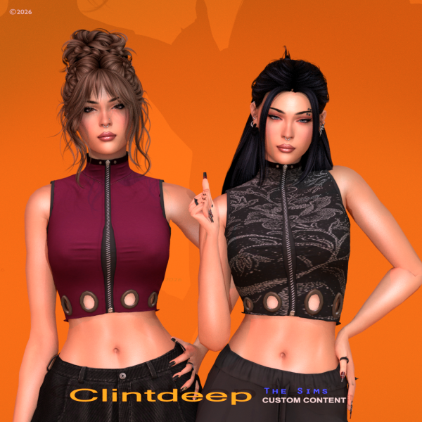 Alpha Clintdeep Lissa Crop Top Vest by clintdeep - The Sims 4 Custom Content