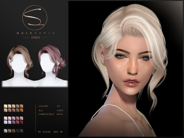 Alpha Female updo hairstyle (Jessica) 070623 Club by S - The Sims 4 Custom Content