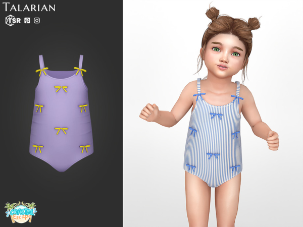 Alpha Mackenzie Bow Detail One Piece Swimsuit by talarian - The Sims 4 Custom Content