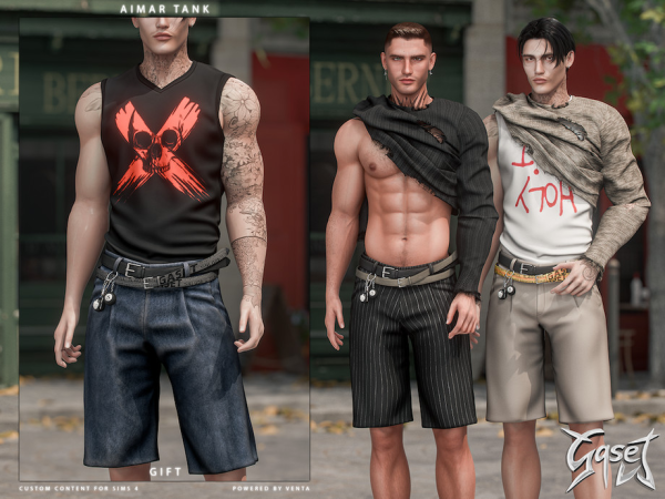 Alpha GASET Aimar Top by VentaStudio - The Sims 4 Custom Content