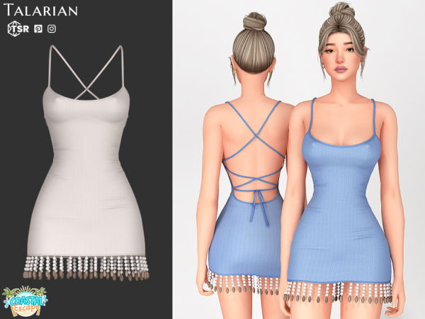 Mix Shelby Open Back Beaded Mini Dress by talarian - The Sims 4 Custom Content