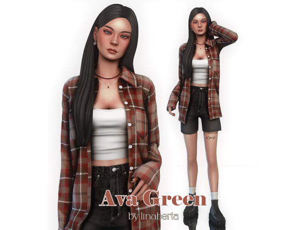 Maxis Match Ava Green by linabertasims - The Sims 4 Custom Content