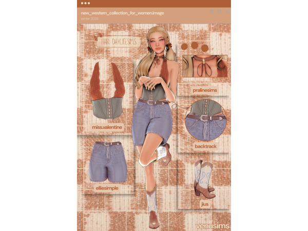 Mix western lookbook 2 𐚁 by venvsims - The Sims 4 Custom Content