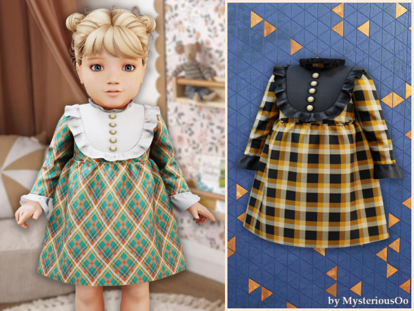 Infant - Ruffle bib plaid dress by MysteriousOo