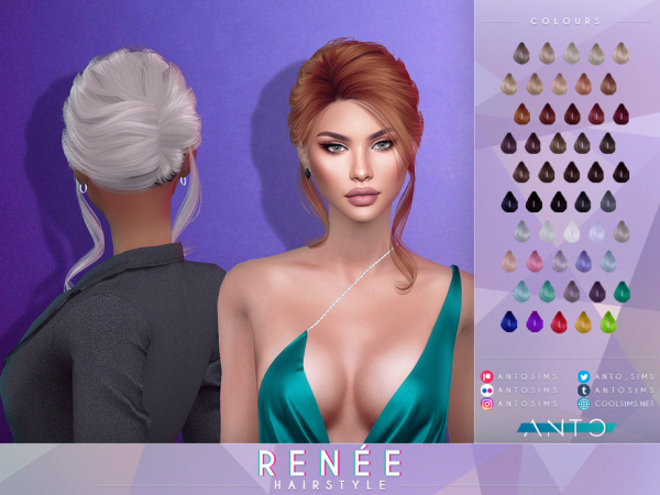 Alpha Renee Hairstyle by Anto - The Sims 4 Custom Content