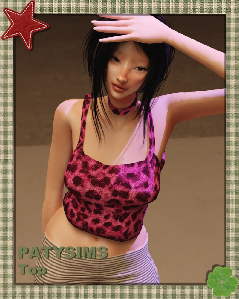 Mix Leopard print crop top by patysims - The Sims 4 Custom Content