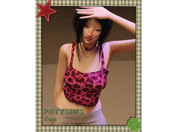 Mix Leopard print crop top - The Sims 4 Custom Content