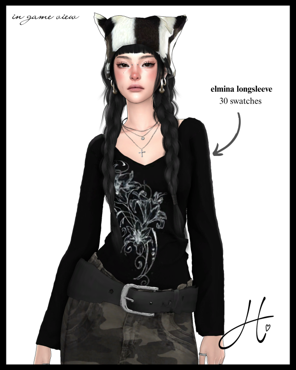 Mix heartquake elmina longsleeve by simsfinds - The Sims 4 Custom Content