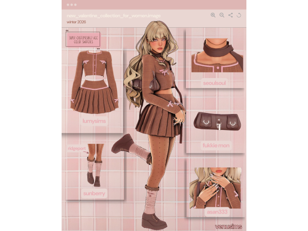 Mix valentine lookbook 1 chocolate strawberry crème by venvsims - The Sims 4 Custom Content