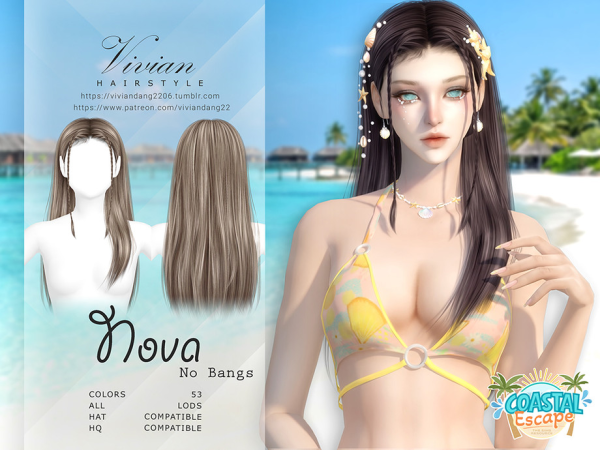 Alpha Nova Seafoam Hairstyle by VivianDang - The Sims 4 Custom Content