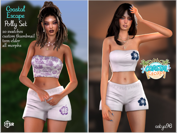 Alpha Coastal Escape Polly Set by astya96cc - The Sims 4 Custom Content