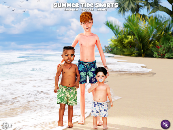 Alpha Summer Tide Swim Shorts - The Sims 4 Custom Content