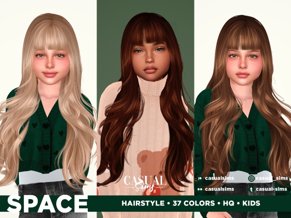 Alpha Space Hairstyle for children (with bangs) - The Sims 4 Custom Content