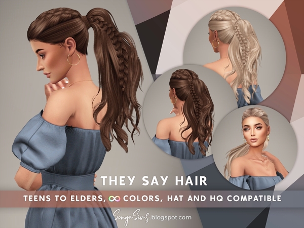 Alpha They Say Hair (No Bangs) - The Sims 4 Custom Content
