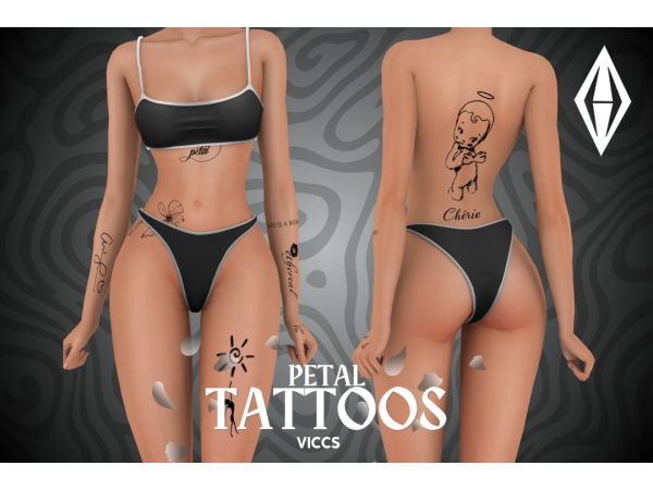 Alpha VICCS_ PETAL TATTOOS (TEEN ELDER) - The Sims 4 Custom Content