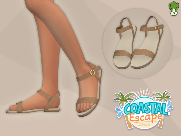 Maxis Match Coastal Escape Strappy Flat Sandals - The Sims 4 Custom Content