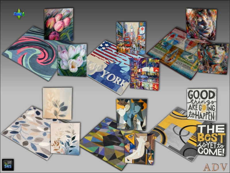 Alpha Rug and paintings by artedellavita_mabra - The Sims 4 Custom Content