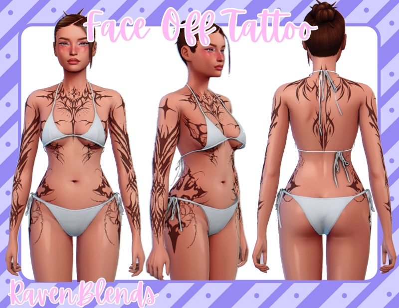 Alpha RavenBlends Face Off Tattoo by ravenblends - The Sims 4 Custom Content