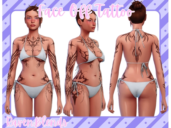 Alpha RavenBlends Face Off Tattoo - The Sims 4 Custom Content