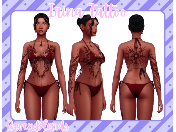 Alpha RavenBlends Irina Tattoo - The Sims 4 Custom Content