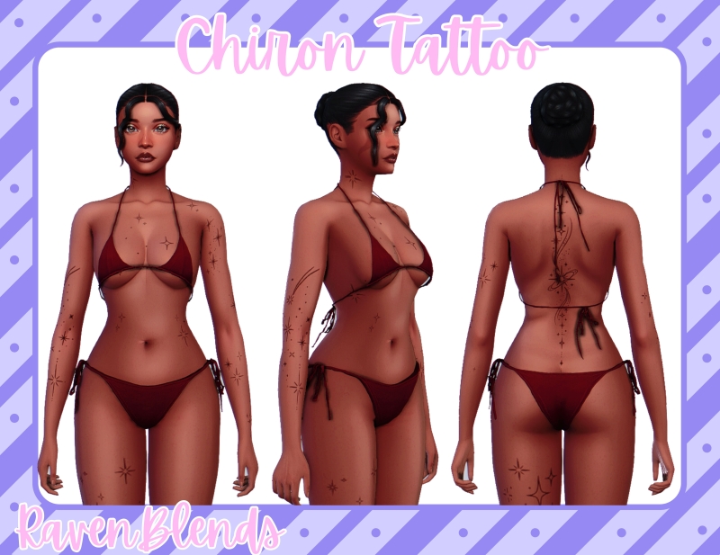 Alpha RavenBlends Chiron Tattoo by ravenblends - The Sims 4 Custom Content