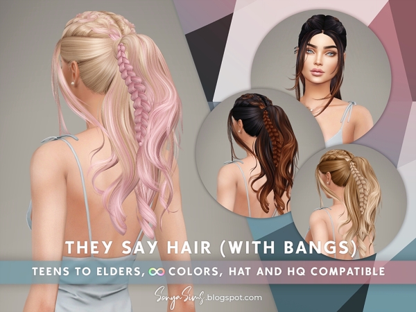 Alpha They Say Hair Bangs Version - The Sims 4 Custom Content
