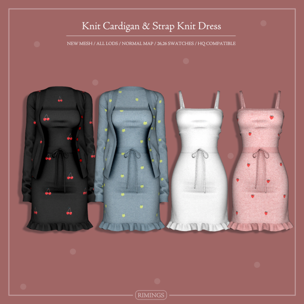 Alpha [RIMINGS] Knit Cardigan Strap Knit Dress by simsfinds - The Sims 4 Custom Content