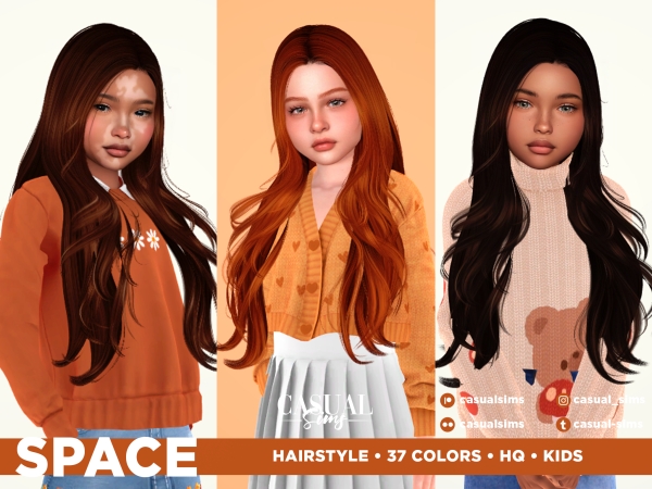 Alpha Space Hairstyle for children (no bangs) - The Sims 4 Custom Content