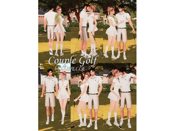 Mix Posepack Couple Golf by lunellesim - The Sims 4 Custom Content